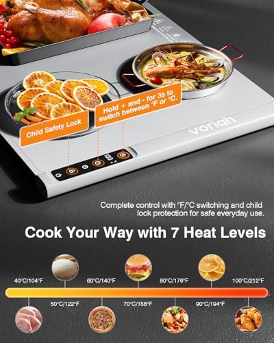 54'' Food Warming Mat with Heat-Resistant Pad, Expandable XXL Warming Mats for Food, 99H Timer & 7 Temps, Child Lock, Switchable℃/℉, Portable Electric Warming Trays for Parties, Buffets & Daily Use - Image 5