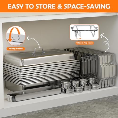 ALSO GO 6 Pack 9QT Chafing Dishes for Buffet with 4 Serving Tongs - Image 5
