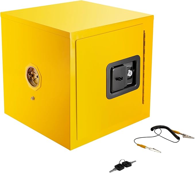 13x13x13in Flammable Liquid Storage Cabinet, Lockable Chemical Fireproof Cabinet, Explosion Proof Hazardous Storage Cabinets, Industrial Safety Cabinet for Commercial Home, 2 Gallon