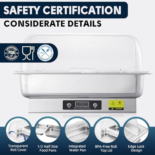 Electric Chafing Dish Buffet Server Set with Button Panel Control - Image 4