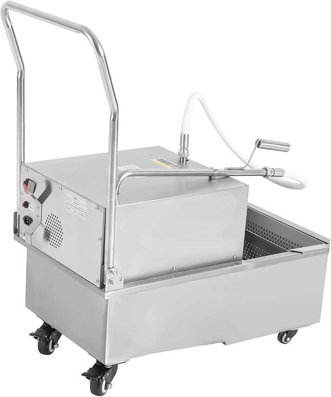 Mobile Fryer Filter Machine, 550W 14.53 Gallon Oil Filter Cart with 8.45Gal/min Oil Filtration Speed Oil Filtration System for Restaurant Burger Stores