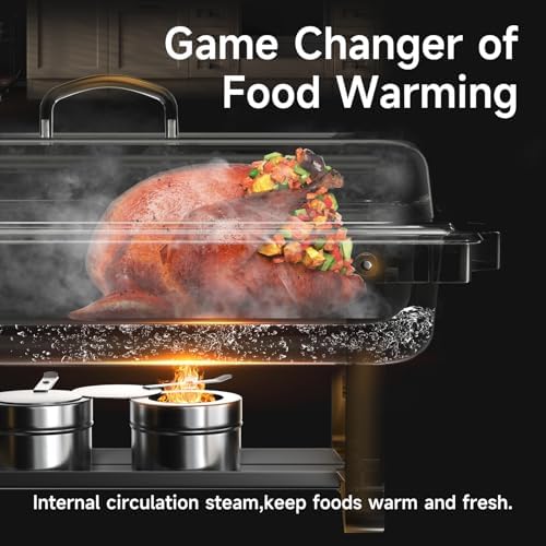 Chafing Dishes for Buffet 4 Pack, 9QT Chafing Dish High Grade Stainless Steel Chafer Complete Set,Steel Handle, Catering Events Complete Buffet Warmer Set (Golden, 4) - Image 2
