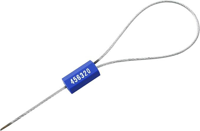 Leadseals(R) 100 Security Cable Seals Numbered Security Tags Tamper Proof Pull Tight Steel Wire Seals for Truck, Trailers, Cargo, Containers, Vans, Oil Tank, Milk Vehicle (Blue, Pack of 100pcs)