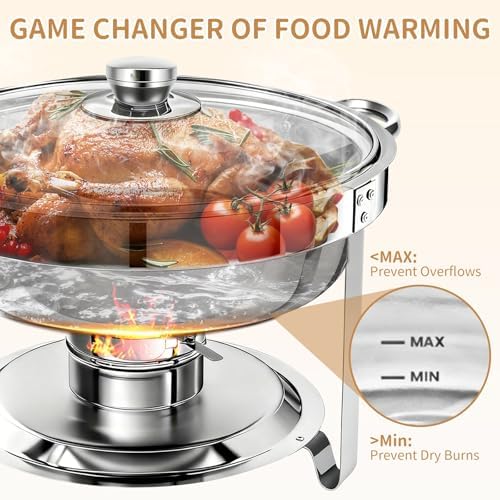 ALSO GO 4Pack Round 7QT Stainless Steel Chafing Dishes for Buffet - Image 6