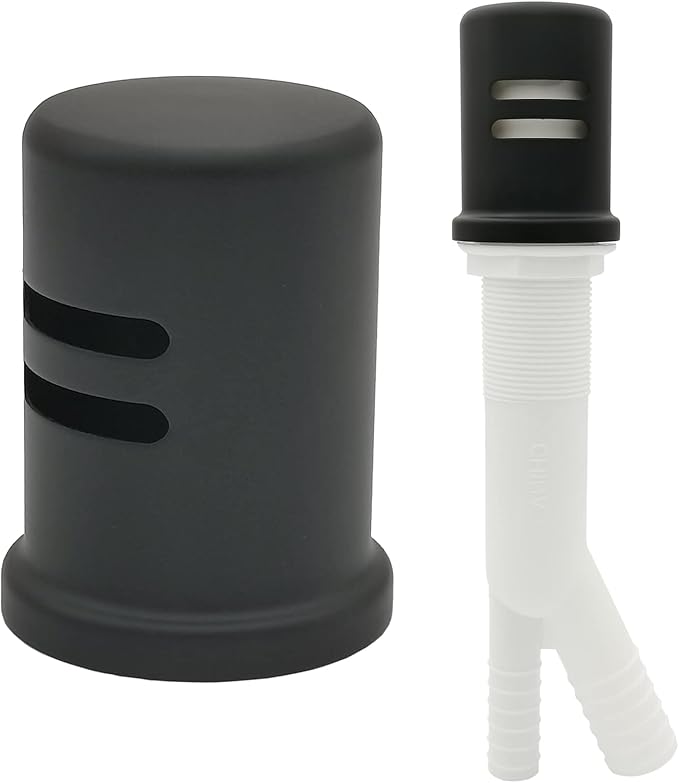 Dishwasher Air Gap Kits with Black Dishwasher Air Gap Cover and Matching Escutcheon, Replacement Black air gap dishwasher,Solid Brass Air Gap Cap,Matte Black Finish