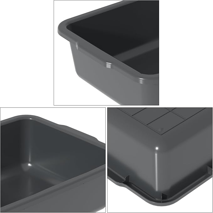 35 Quart Commercial Bus Tubs, Plastic Bus Box Dish Pan Basin, Gray, 4 Packs
