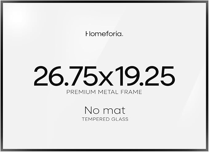 Homeforia 19.25x26.75 Black Puzzle Frame, High End Metal 19.25 x 26.75 Picture Frames without Mat, 26.75x19.25 Thin Poster Frame for Wall, 19.25by26.75 Puzzle Frame, Tempered Glass, Wall Kit, Set of 1