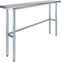 AmGood Stainless Steel Work Table Open Base | NSF Kitchen Island Food Prep | Laundry Garage Utility Bench (60" Long X 14" Deep)