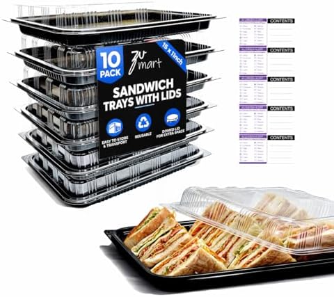 10 Pack Catering Trays with Lid – 15" Serving Trays with Lids - Reusable Serving Platter with Lid for Catering, Buffet, Picnics & Events – Party Trays with Lids (15.35 × 11.42 × 2.95inch) by Unknown