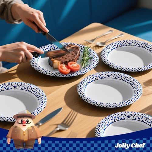 JOLLY CHEF 10 Inch Paper Plates 140 Count & 7.28 Inch Heat Resistant Durable Gold Dinner Forks for Parties - Image 4