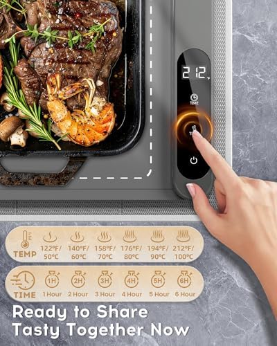 Warming Mat For Food 24"Dx16"W 500W Food Warming Mat Heat Resistant Pad Graphene 5s Rapid Food Warmers for Parties Buffet 6 Temp 6H Timer Chafing Dishes for Buffet,Auto Shut Off for Gatherings - Image 4