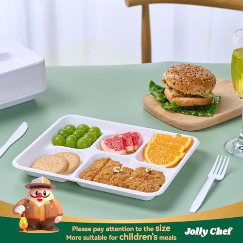 Compostable 5 Compartment 10*8.25*1 Inch 125 Pack Heavy Duty Paper Plates - Image 4