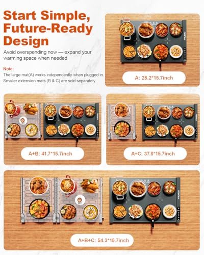iTRUSOU Food Warming Mat 25.2x16 – Extendable Roll-Up Electric Warming Tray with 7 Temp Settings, 99H Timer, Switchable℃/℉, Interlocking Expansion Design, Ideal for Buffet Parties Chafing Dishes - Image 4