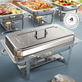 Chafing Dishes for Buffet 4 Pack, [Ultrasonic Mirror Polishing] Chafing Dish Buffet Set 9QT, [Rolled Edge Finger Protection] Buffet Servers and Warmers for Any Party, Wedding, Birthday and Hotel by VisittheTatakoii