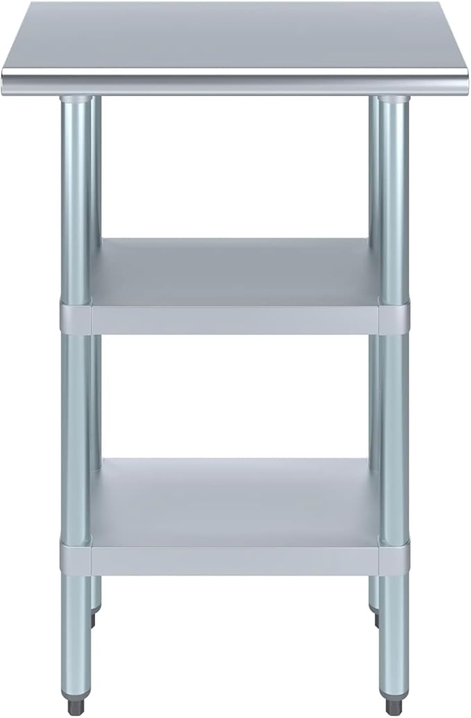 AmGood Stainless Steel Work Table with 2 Shelves | NSF | Metal Utility Table (24" Long x 14" Deep)