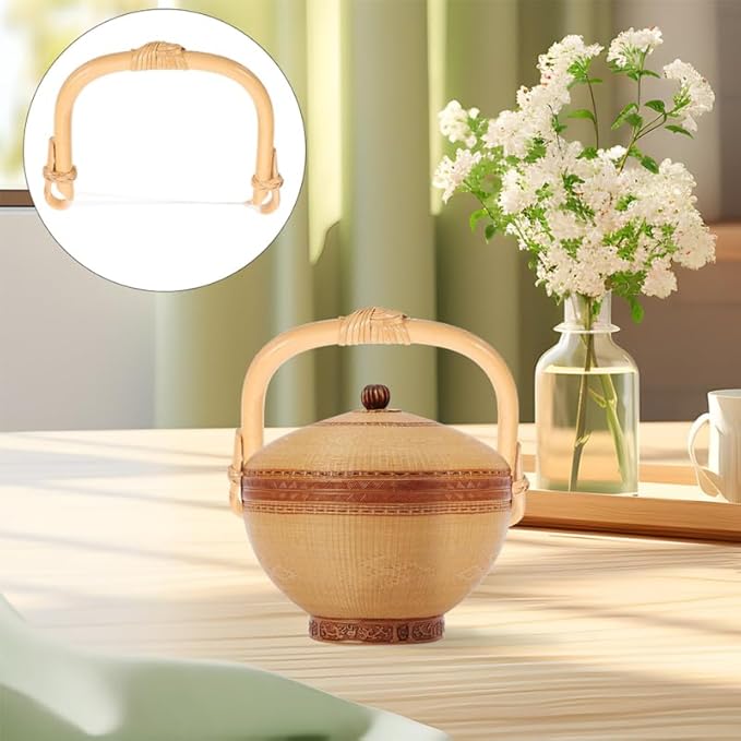 Replacement Teapot Handle for Ceramic Tea Pots U-Shape Rattan Grip Bamboo Cane Handle Accessory Heat Resistant Tea Kettle