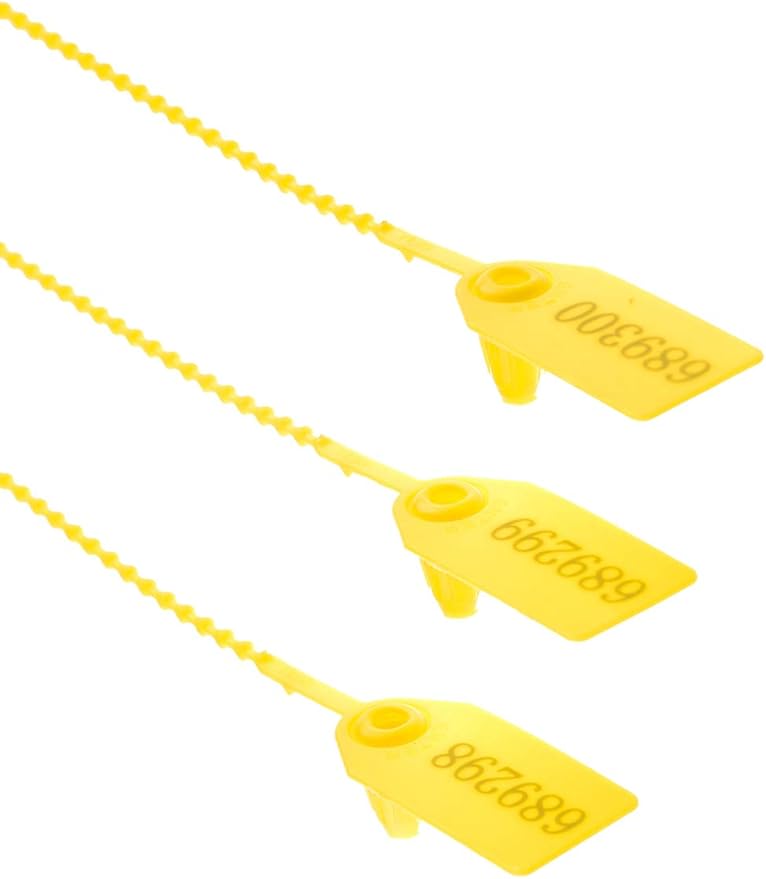 Plastic Security Seals Disposable Tags Safety Padlocks Zip Ties Numbered 9.84inches Yellow 200 pcs per Bag