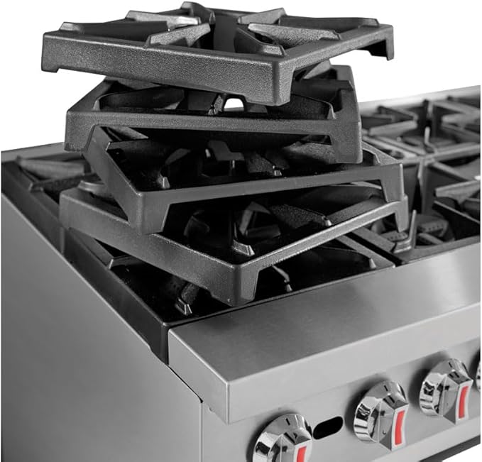 Kratos Commercial Gas Range and Oven, 10 Burners and 2 Full Sized Ovens, Liquid Propane Powered, Stainless Steel, 360,000 Total BTU Output, 60" Wide (29Y-045-LP)