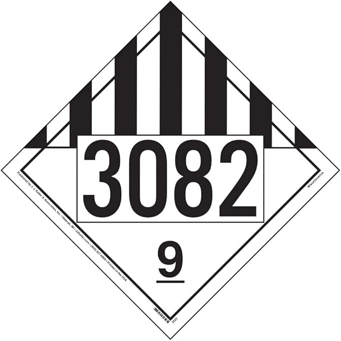 3082 Placard, Class 9 Miscellaneous 25-pk. - 10.75" x 10.75" Removable Self Adhesive Economy Vinyl for Short-Term Applications, DOT Hazmat Compliant, J. J. Keller & Associates, Inc.