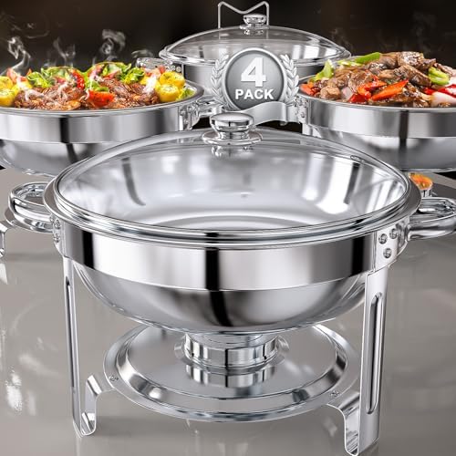 Chafing Dishes for Buffet Set: Round Catering Food Warmer with Lids by GGIU
