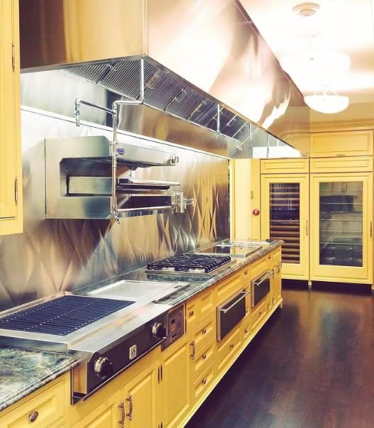 Commercial Kitchen Restaurant Duty Exhaust Hood, Wall Canopy Stainless Steel Exhaust Hood with Baffle Hood Filters, High Temperature Light Fixtures, and 16” Round Exhaust Riser (9" Long Hood)