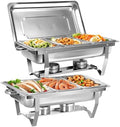 Chafing Dish Buffet Set, 9Qt 2 Pack Stainless Chafer 1/3 Size Pans by Unknown