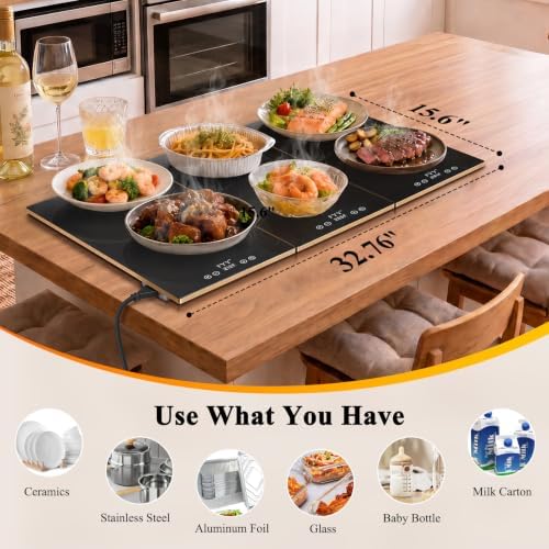 FYY Electric Warming Tray - 3-Panel Food Warmers for Parties Buffet Black - Image 6