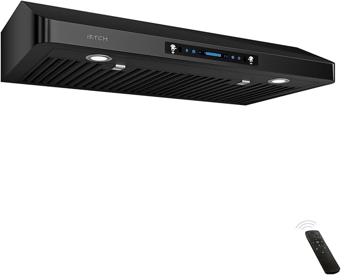 IKTCH 36 inch Range Hood 900 CFM, Black Under Cabinet Kitchen Vent Hood with 4 Speed Gesture Sensing&Touch Control Panel