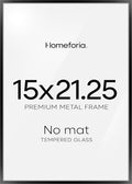 Homeforia 15x21.25 Black Puzzle Frame, High End Metal 15 x 21.25 Picture Frames without Mat, 21.25x15 Thin Black Poster Frame for Wall, 15by21.25 Puzzle Photo Frame, Tempered Glass, Wall Kit, Set of 1