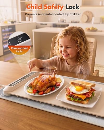 Warming Mat For Food Extra Long 43"x12" 600W Food Warming Mat Heat Resistant Pad,Chafing Dishes for Buffet 6 Temp 12 Hours,Child Lock,Food Warmers for Parties Buffet for Catering Gatherings - Image 5
