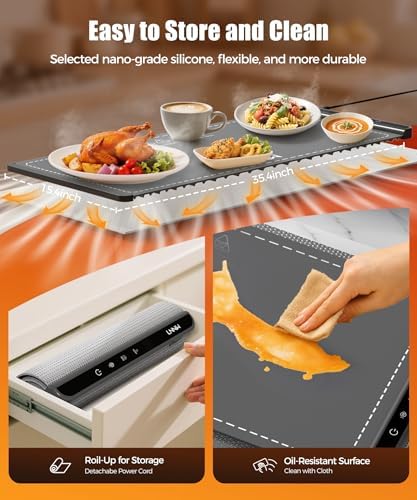 Warming Mat for Food, 36x15 Inch, Dark Grey, Fast Heat, Child Lock - Image 5