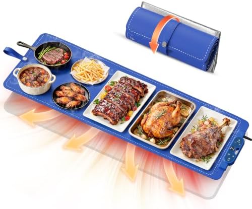 Warming Mat for Food， Extra Large 49"x15", 7 Heat Levels, 8 Hour Timer by FJAU
