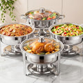 ALSO GO 4Pack Round 7QT Stainless Steel Chafing Dishes for Buffet by ALSOGO
