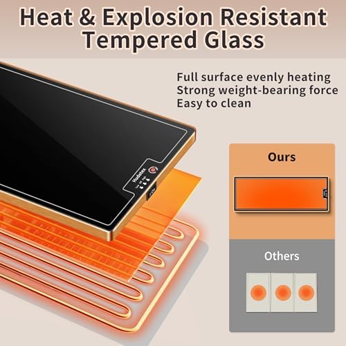 Warming Mat for Food,Extra Long 59"x12",Tempered Glass Warming Tray, Black - Image 3