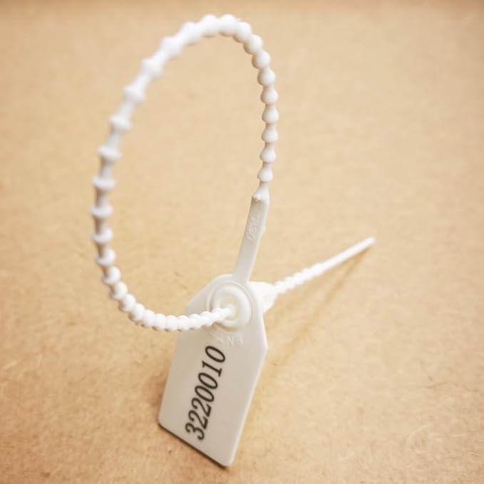 Plastic Security Seals Tags Numbered Tamper Proof Seals Self Locking Zip Ties 9.84" Length White (Pack of 500)