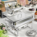 Chafing Dishes for Buffet 4 Pack, 9QT Chafing Dish High Grade Stainless Steel Chafer Complete Set,Steel Handle, Catering Events Complete Buffet Warmer Set (Silver, 2) by KScocina