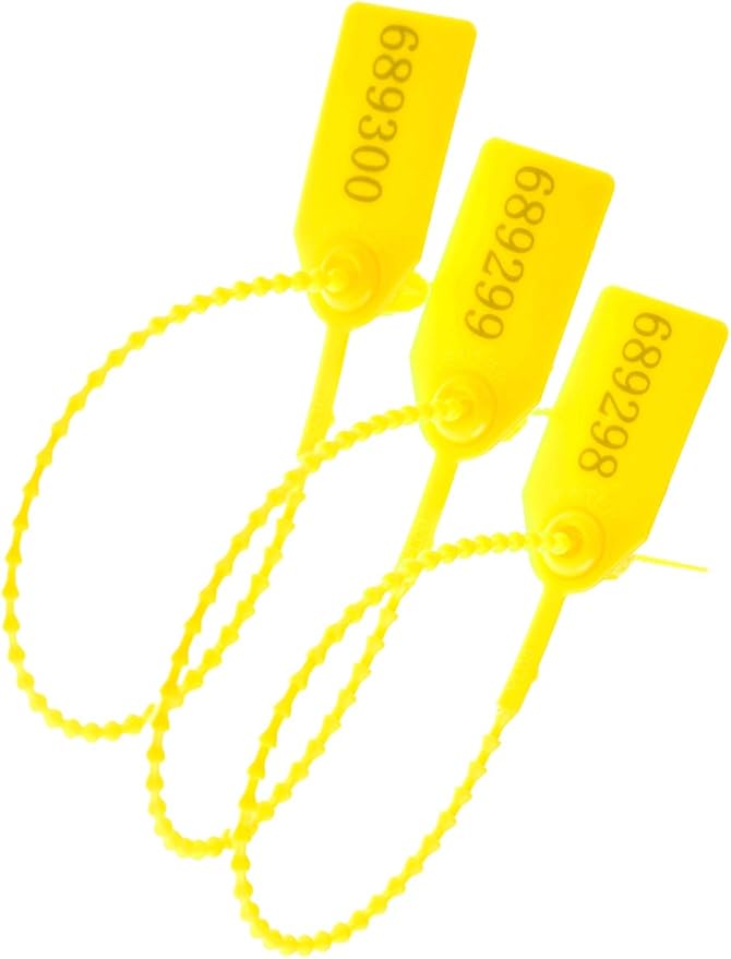 Plastic Security Seals Disposable Tags Safety Padlocks Zip Ties Numbered 9.84inches Yellow 200 pcs per Bag