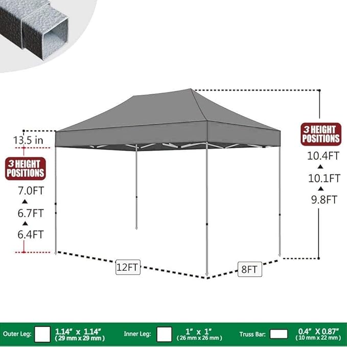 Eurmax USA Standard 8'x12' Patio Pop Up Canopy Tent Commercial Instant Canopies with Heavy Duty Roller Bag,Bonus 4 Sand Weights Bags (Navy Blue)