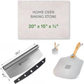 FibraMent-D Premium 3-Piece Pizza Stone Set – 20" x 15" x 3/4" Rectangle Baking Stone with Peel & Rocker Cutter – Made in USA – Ranked Best Overall Pizza Stone for Even Heat & Crispy Crusts