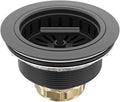 KONE Black Kitchen Sink Drain Matte Black Sink Strainer 3-1/2 Inch Drain Assembly Kit Replacement for Universal 3.5 Inch Kitchen Sink, All Stainless Steel Body with Strainer Basket and Drain Stopper