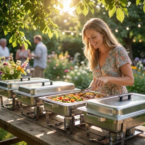 Chafing Dishes for Buffet, 4 Pack 9 Quart Stainless Steel Chafer Set - Image 2