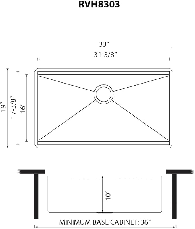 Ruvati 33-inch Round Corner Undermount 16 Gauge Stainless Steel Workstation Kitchen Sink Single Bowl – Soundproof Multifunction Chef Sink with Cutting Board & Accessories – RVH8303