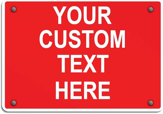 Aluminum Weatherproof Metal Sign Multiple Sizes Custom Personalized Text Here Red White Danger Horizontal Street Signs 14x10Inches