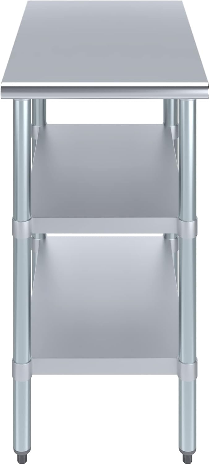 AmGood Stainless Steel Work Table with 2 Shelves | NSF | Metal Utility Table (18" Long x 30" Deep)
