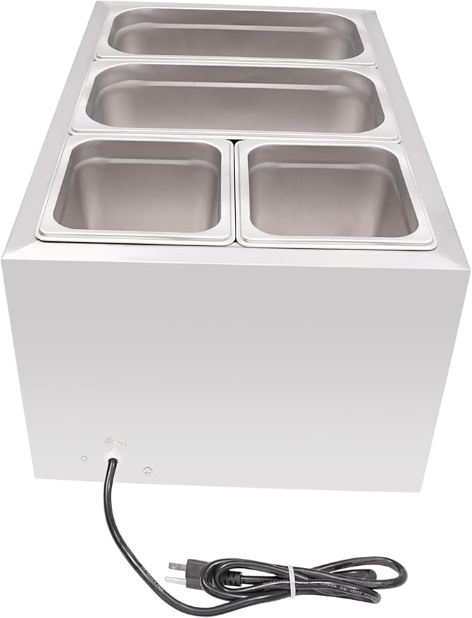 DYNAMI 110V Commercial Buffet Food Warmer,Large Capacity 4 Pan(1.5Gal*2+0.7Gal*2) Stainless Steel Electric Countertop Steam Table with Intelligent Thermostat Design,for Parties Buffet Catering