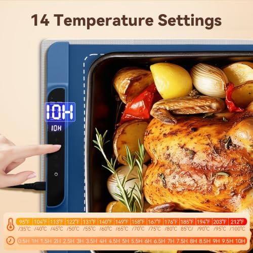 Ieuan Warming Mat for Food Extra Large 36"x15" Gray with Timer & Temp - Image 4