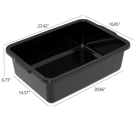 35 L Plastic Large Commercial Bus Tubs, Food Service Tubs, Black, 4 Pack
