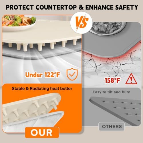 Homelove Warming Mat for Food - Electric Warming Tray with 7-Level Temp Settings & 6 Hours Timer, Full Surface Graphene Heating, Waterproof Dishwasher-Friendly Food Warmer for Parties, Kitchen (Beige) - Image 6