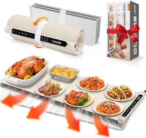 Warming Mat for Food,Electric Warming Tray with Heat-Resistant Pad-XL Beige by WELCOME