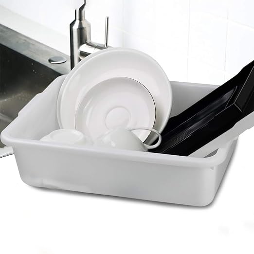 Small Bus Tubs Commercial Set of 4, Plastic Wash Basin, 8 Liter